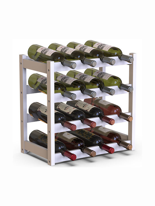 Bakaji Free Standing Wooden Wine Cabinet for 16 Bottles White 43x25x43cm