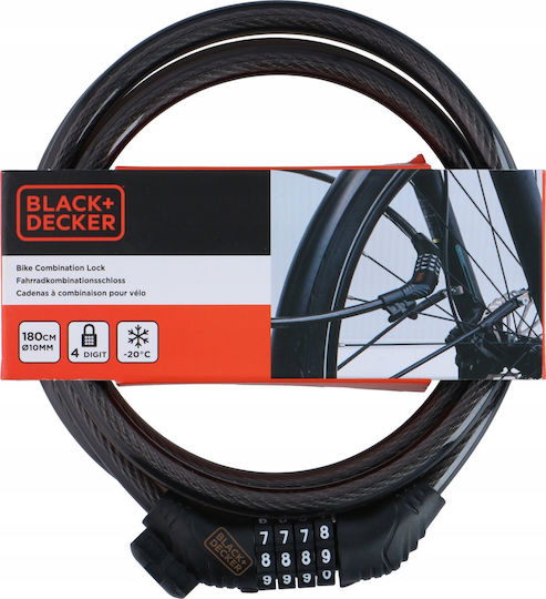 Lacăt pentru bicicletă cu cod 10x1800mm Base Black&Decker