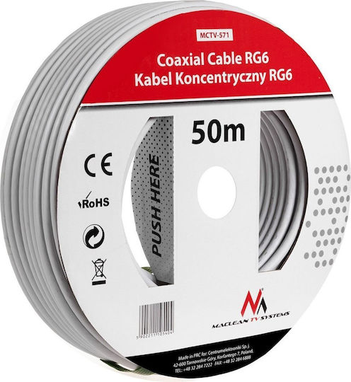 Maclean Antenna Cable 50m White Mctv-571