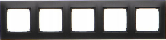 Kontakt-Simon Switch Frame 5 Positions Horizontal Installation in Black Color DRK5/49