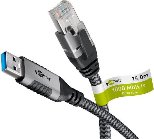 Goobay U/UTP Cat.6 (Gigabit) Καλώδιο Δικτύου Ethernet 15m Μαύρο