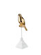 Polyester Bird Gold Base White 9x7x26