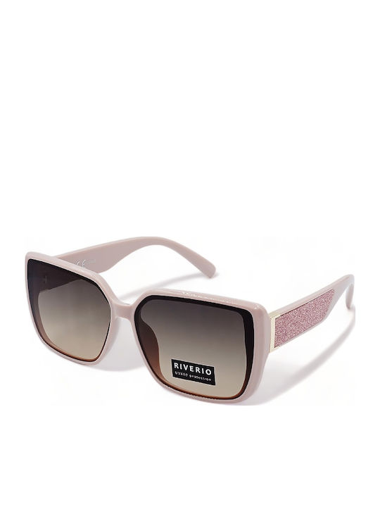 Riverio Women's Sunglasses with Pink Plastic Frame and Gray Gradient Lens