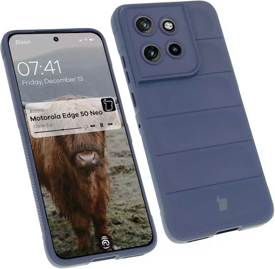 Bizon Tur Umschlag Rückseite Silikon / Gehärtetes Glas 2mm Marineblau (Motorola Edge 50 Neo)