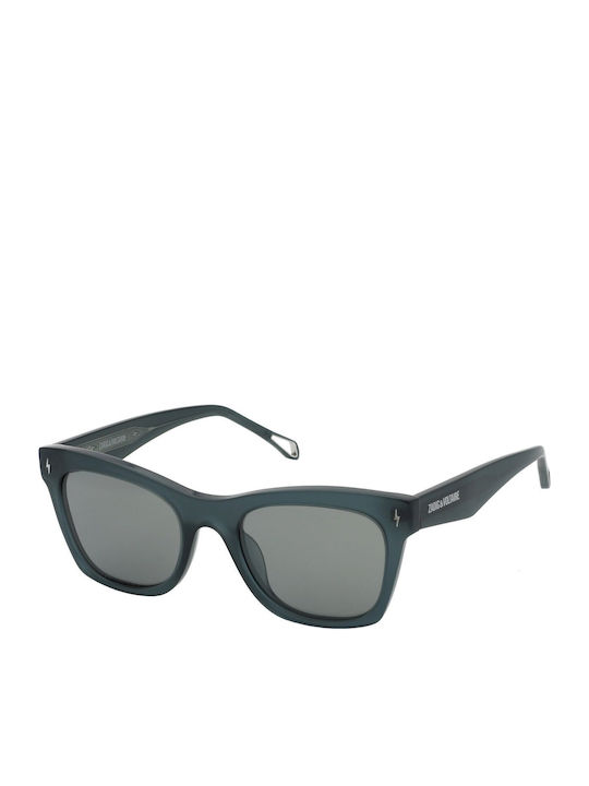 Zadig & Voltaire Unisex Sunglasses with Green Plastic Frame and Gray Lens