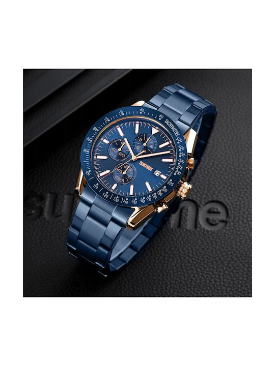 Skmei Men's Watch Battery with Blue Metal Bracelet