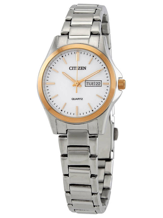 Citizen Γυναικείο Ρολόι 27.5mm Μπαταρίας με Λευκό Μεταλλικό Μπρασελέ