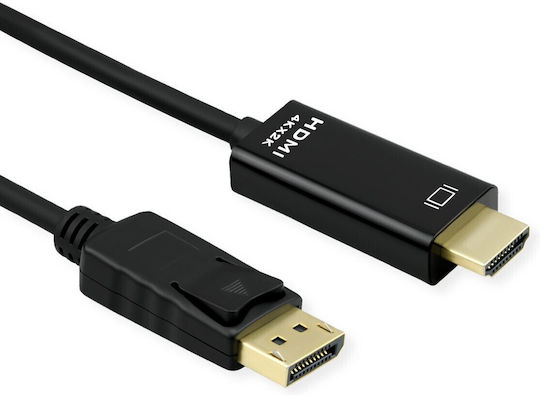 Roline Cable DisplayPort male - HDMI male 1m Μαύρο