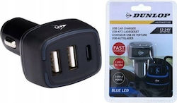 Dunlop Car Charger with Ports 2xUSB-A 1xType-C Dunlop Car Charger with Ports 2xUSB-A 1xType-C