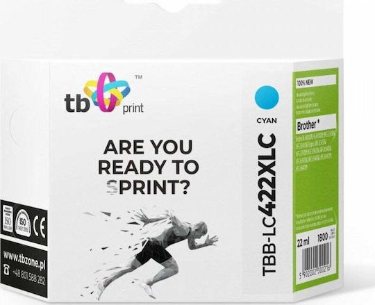 TB Print Συμβατό Μελάνι Εκτυπωτή InkJet Brother LC422XLC Κυανό 1τμχ