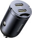 Baseus Tiny Star Mini Auto-Ladegerät 30W 3.5A mit Anschlüssen: 2xType-C Schwarz Farbe