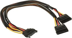 Akasa Sata 15-pin Sata 15-pin X2 0.3m Μαύρο Ak-cbpw05-kt02