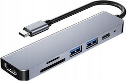 Ecobox Adapter Type-C HDMI Splitter + Type-C + USB + Card Reader Dex Vega