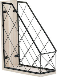 Metal File Holder 27.5x10x34cm Black Wooden Base