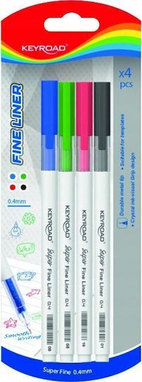Keyroad Fineliner-Stift 0,4 mm 4 Stück Blisterpackung