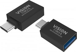 USB Vision адаптер професионален USB-C USB-A адаптер 30 години гаранция свързва USB-C функции стандартен USB-A 3.0 порт USB-C M USB тип A F USB 3.1 Gen 2 черен