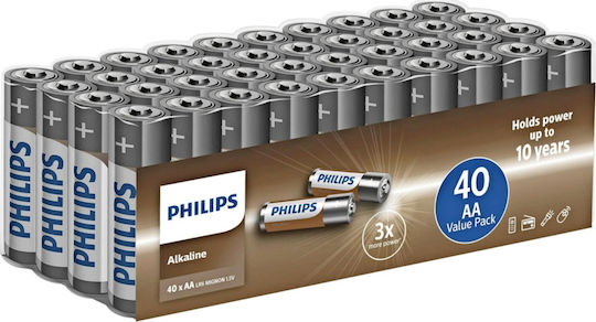 Philips Αλκαλικές Μπαταρίες AA 1.5V 40τμχ