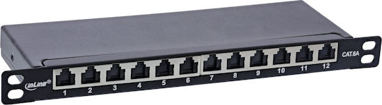 Inline Inline 10" Πίνακας Patch Cat.6a 0.5u 12-port Προστασία Σκόνη Μαύρο