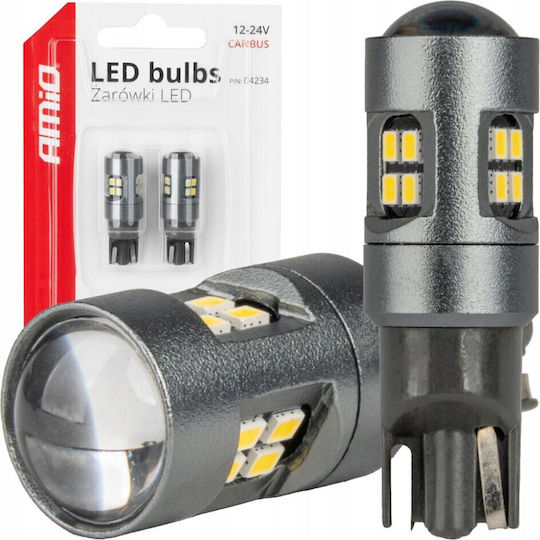 AMiO Лампи Автомобила T10 / W5W Canbus LED 5500К Хладно бяло 12-24V 2бр