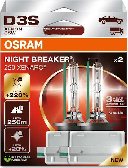 Osram Крушки за автомобил Xenarc Night Breaker 220 D3S Ксенон 4500K Неутрално Бяло 12-24V 35W 2 бр