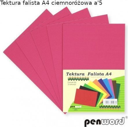 Κυματοειδές Χαρτόνι Penword A4 5 Φύλλα Σκούρο Ροζ Penword Targi