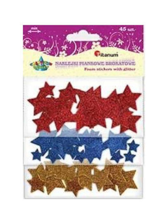 Foam Glitter Stickers Christmas Stars Various Sizes Colors Eb891