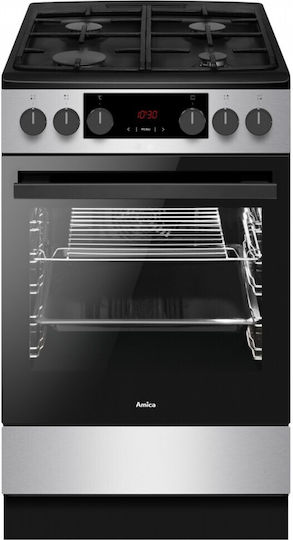 Amica Κουζίνα 65lt με Εστίες Φυσικού Αερίου Π50εκ. Inox