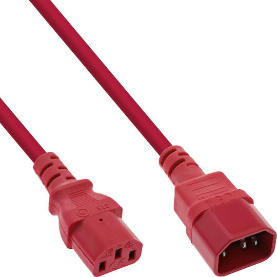 InLine IEC C13 / IEC C14 - IEC C13 / IEC C14 Cable 0.75m Red