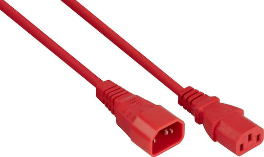 Alcasa IEC C14 - IEC C14 Cablu 5m Roșu