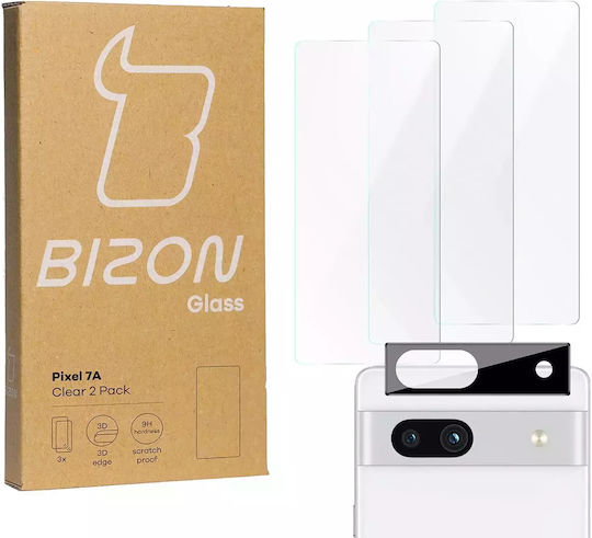 Bizon Screen Glass + Kameraschutz Gehärtetes Glas Transparent für das Pixel 7a