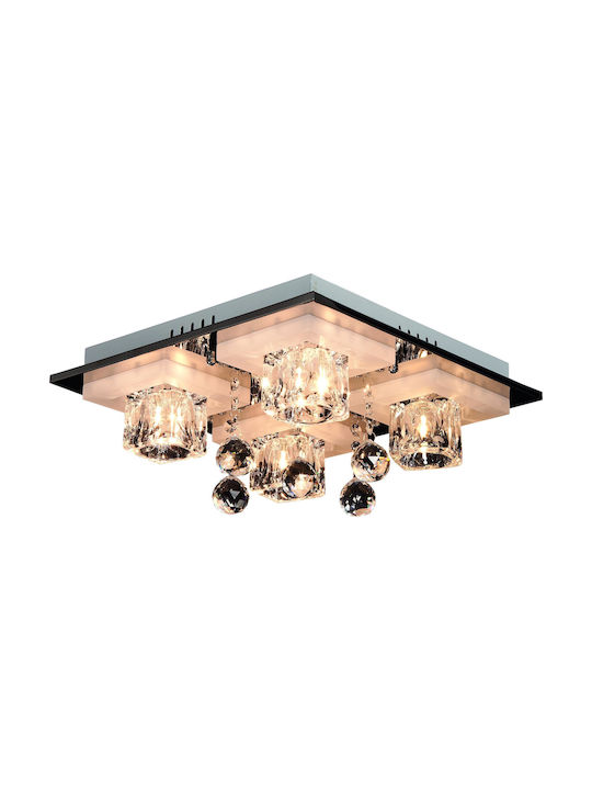Ceiling Mount Light 20cm Silver with Socket G4 with Crystals