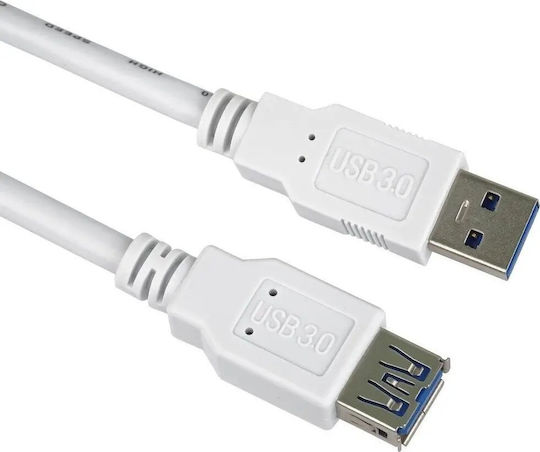 Premiumcord Καλώδιο Επέκτασης Usb 3.0 Super-speed 5gbps A-a Mf 9pin 3m Λευκό