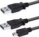 USB Cable Logo USB-A MicroUSB + USB-A 0.6 M Black