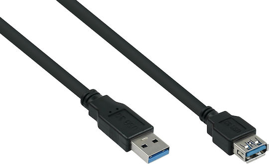Alcasa Kabelmeister USB 3.0 Extension Cable A Male to A Female UL Black 0.5m