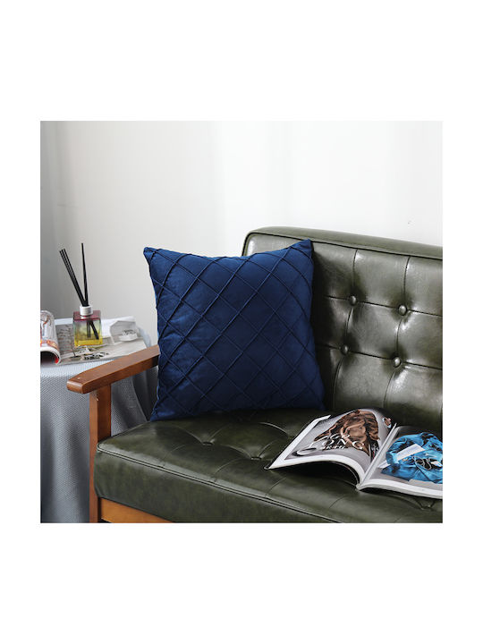 Lenjerii Deosebite Dekorativer Kissenbezug aus Samt Blau 0010 45x45cm
