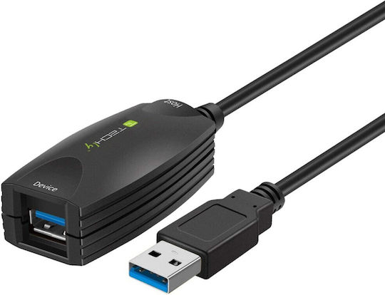 Techly Icur3050 USB3.0 SuperSpeed Активен Удължителен Кабел 5м Черен