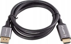 Προσαρμογέας Καλωδίου Lanberg Displayport M > Hdmi M 1m 4k Μαύρο-ασημί