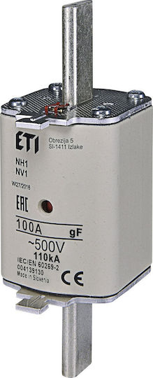 Etipo Ασφάλεια Eti Polam Nh1/wt-1 004139130 Gf 100a 500v G Βιομηχανική Γρήγορη