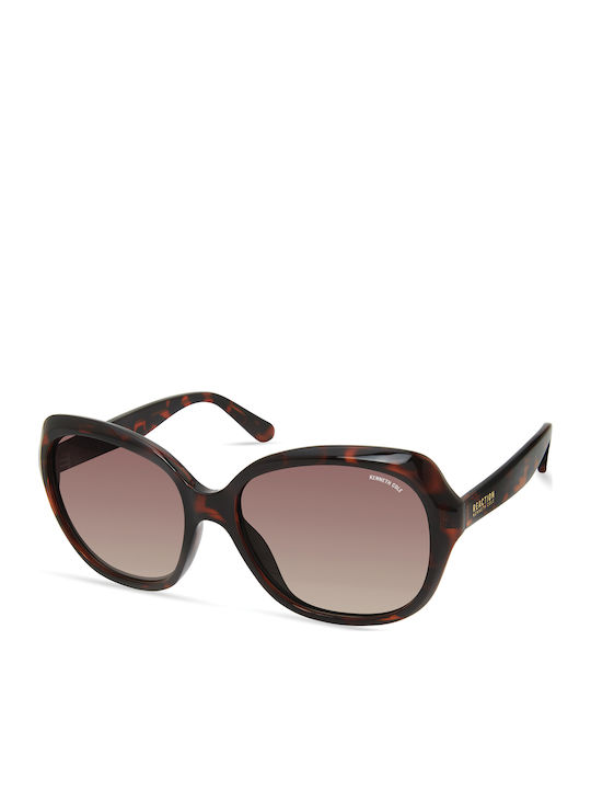 Kenneth Cole Women's Sunglasses with Brown Tartaruga Plastic Frame and Brown Gradient Lens
