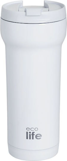 Ecolife Recyclable Glass Thermos Stainless Steel BPA Free 420ml White