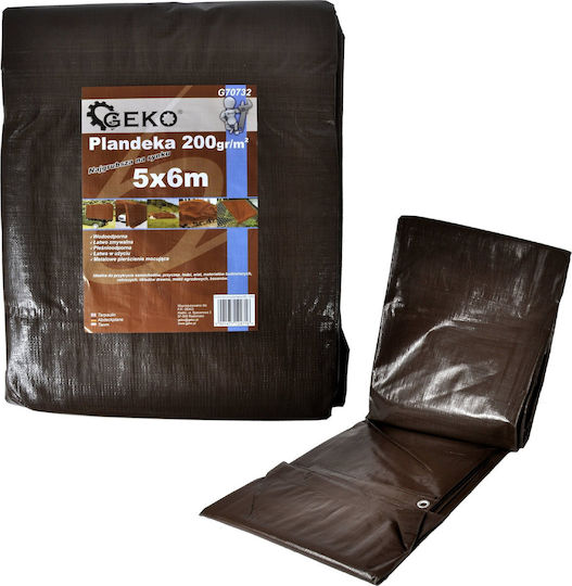 Geko Αδιάβροχος Μουσαμάς 200gr/m² 3x2μ. Βαρέως Τύπου Καφέ