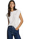 Logo Women's Summer Cotton Sleeveless White Blouse