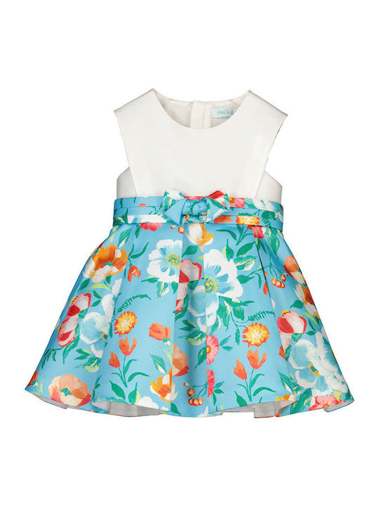 Kinderkleid Ärmellos Satin Blue