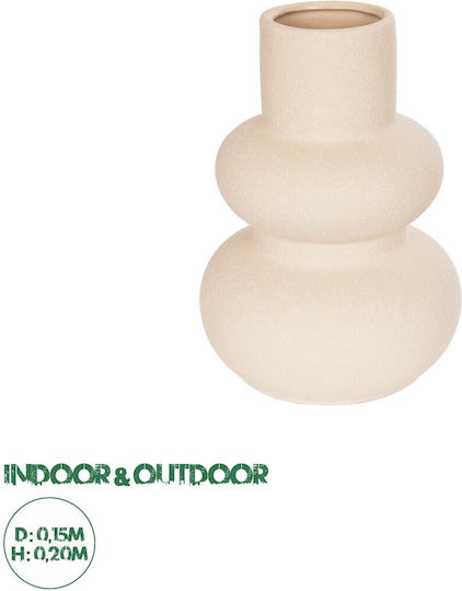 GloboStar Διακοσμητικό Βάζο Κεραμικό Artificial Garden Quartz Μπεζ Φ15xΥ20cm
