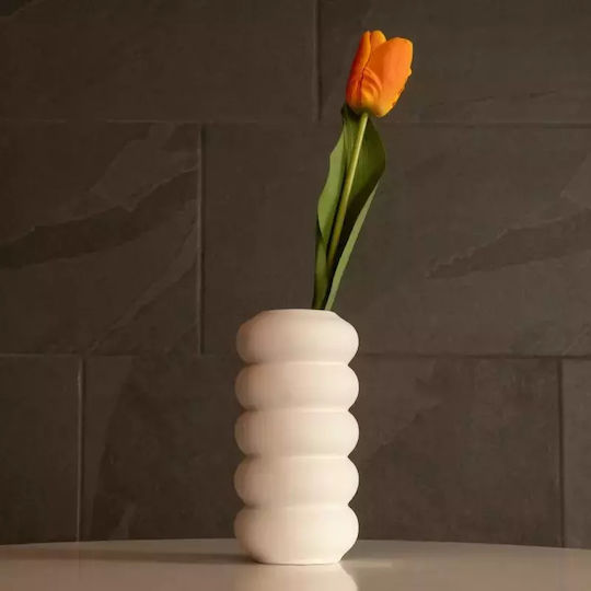 GloboStar Βάζο Κεραμικό Artificial Garden Nouveau Λευκό Φ8xΥ16cm GloboStar Βάζο Κεραμικό Artificial Garden Nouveau Λευκό Φ8xΥ16cm