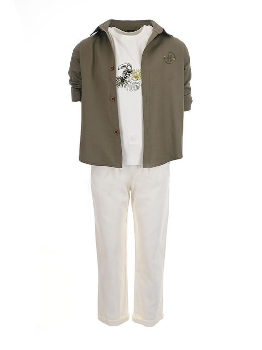Set pentru copii cu pantaloni Vară 3buc Kaki