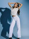 High Waist Women's Jean Trousers White