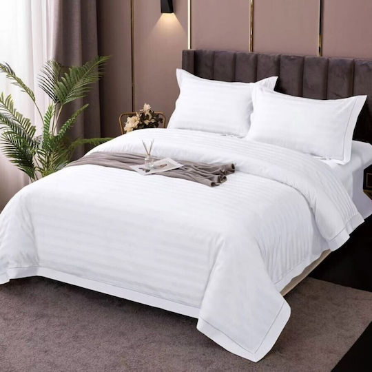 Hotel-style Bedding Set Polycotton Damask 4 Pieces Double Bed