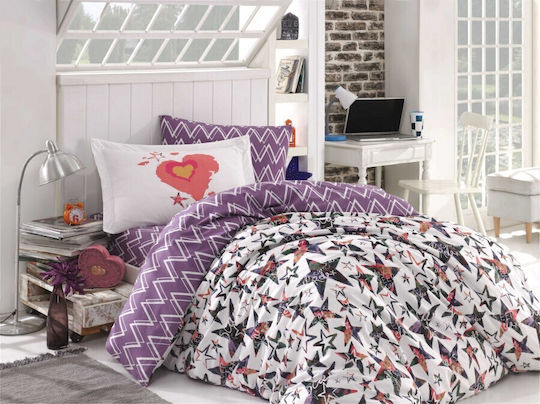 Hobby Home Σετ Μονή 160x220cm Lilac Hobby Home Σετ Μονή 160x220cm Lilac