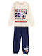 Arnetta Kinder Schlafanzug Winterlich Ecru/Blue